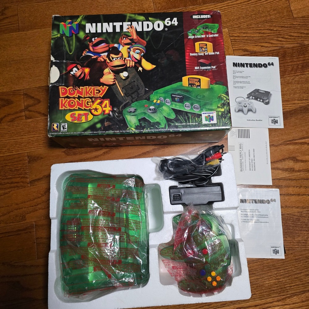 Nintendo 64 N64 Donkey Kong 64 Set Jungle Green Console Boxed Expansion Pak
